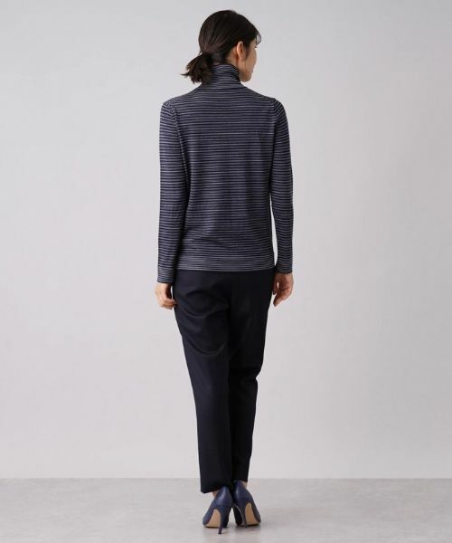 Leilian / レリアン ニット・セーター | マルチボーダー柄ハイネックカットソー | 詳細13