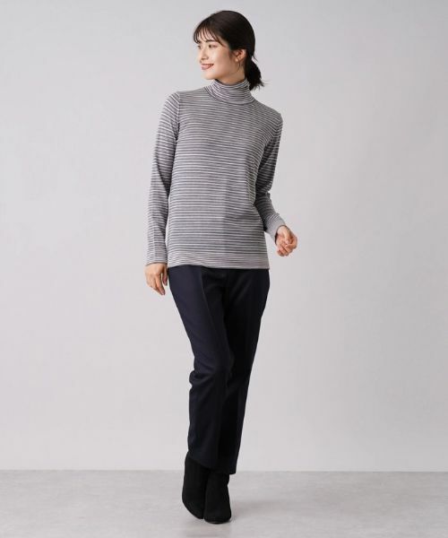 Leilian / レリアン ニット・セーター | マルチボーダー柄ハイネックカットソー | 詳細14