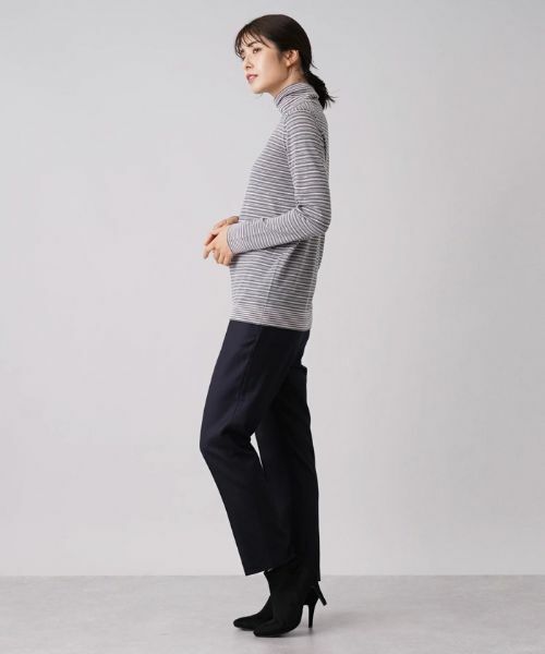 Leilian / レリアン ニット・セーター | マルチボーダー柄ハイネックカットソー | 詳細15