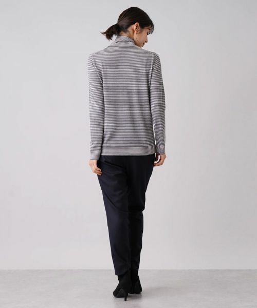 Leilian / レリアン ニット・セーター | マルチボーダー柄ハイネックカットソー | 詳細16