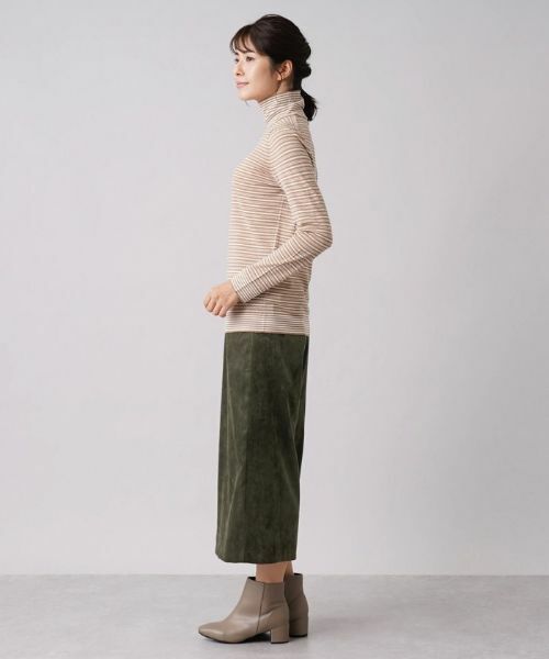 Leilian / レリアン ニット・セーター | マルチボーダー柄ハイネックカットソー | 詳細2