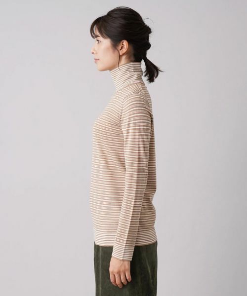 Leilian / レリアン ニット・セーター | マルチボーダー柄ハイネックカットソー | 詳細5