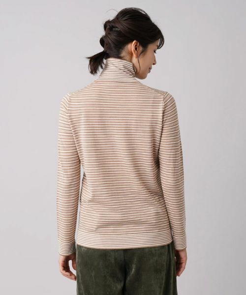 Leilian / レリアン ニット・セーター | マルチボーダー柄ハイネックカットソー | 詳細6