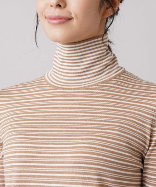 Leilian / レリアン ニット・セーター | マルチボーダー柄ハイネックカットソー | 詳細7