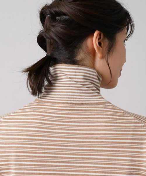 Leilian / レリアン ニット・セーター | マルチボーダー柄ハイネックカットソー | 詳細8