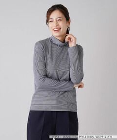 Leilian / レリアン カットソー | 細ボーダーハイネックカットソー