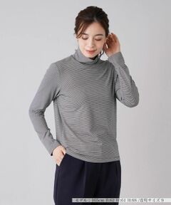 Leilian / レリアン カットソー | 細ボーダーハイネックカットソー