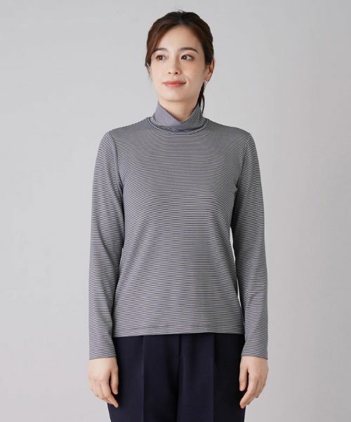 Leilian / レリアン カットソー | 細ボーダーハイネックカットソー | 詳細10