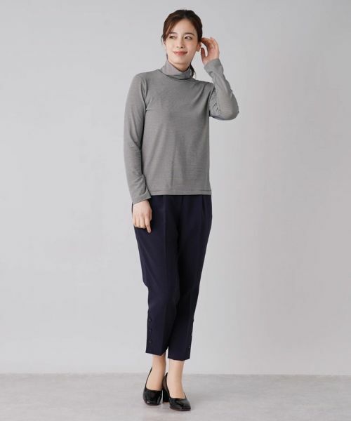 Leilian / レリアン カットソー | 細ボーダーハイネックカットソー | 詳細4