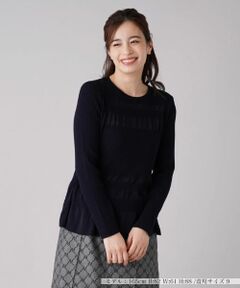 Leilian / レリアン ニット・セーター | ボーダー×リブ編みクルーネックニット【ROCHAS Premiere】