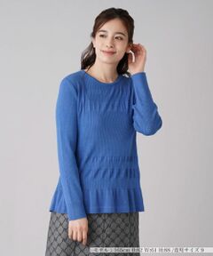 Leilian / レリアン ニット・セーター | ボーダー×リブ編みクルーネックニット【ROCHAS Premiere】