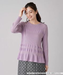 Leilian / レリアン ニット・セーター | ボーダー×リブ編みクルーネックニット【ROCHAS Premiere】