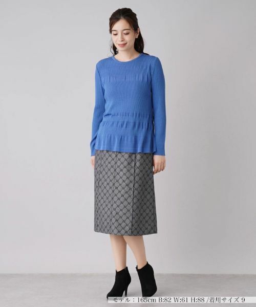 Leilian / レリアン ニット・セーター | ボーダー×リブ編みクルーネックニット【ROCHAS Premiere】 | 詳細1