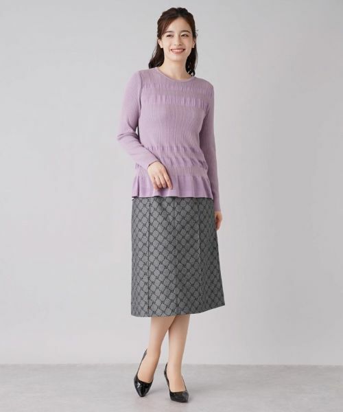 Leilian / レリアン ニット・セーター | ボーダー×リブ編みクルーネックニット【ROCHAS Premiere】 | 詳細13