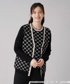 Leilian / レリアン カーディガン・ボレロ | モノグラム柄切替カーディガン【ROCHAS Premiere】