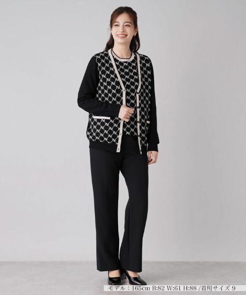 Leilian / レリアン カーディガン・ボレロ | モノグラム柄切替カーディガン【ROCHAS Premiere】 | 詳細1