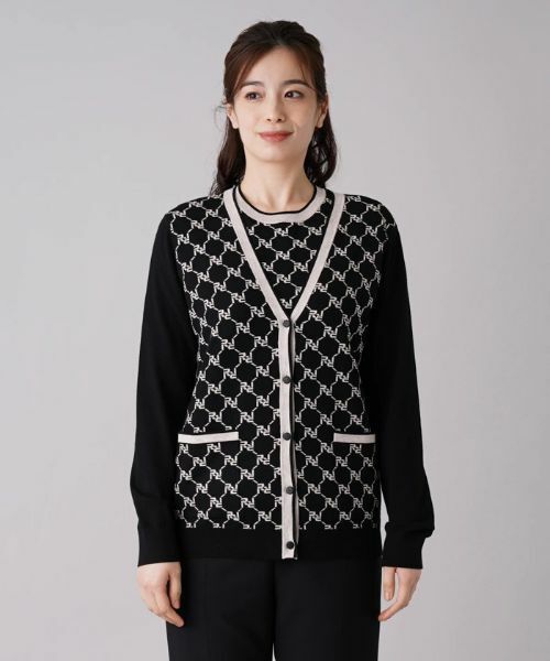 Leilian / レリアン カーディガン・ボレロ | モノグラム柄切替カーディガン【ROCHAS Premiere】 | 詳細4