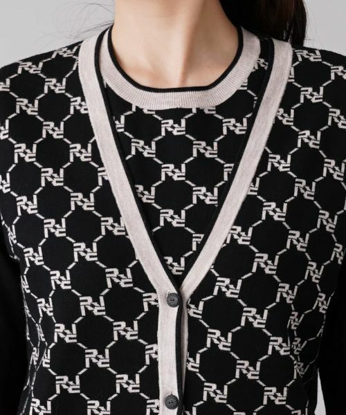 Leilian / レリアン カーディガン・ボレロ | モノグラム柄切替カーディガン【ROCHAS Premiere】 | 詳細7