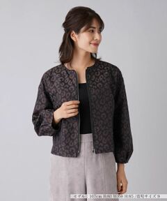 Leilian / レリアン テーラードジャケット | レオパード柄ジャカードジップジャケット