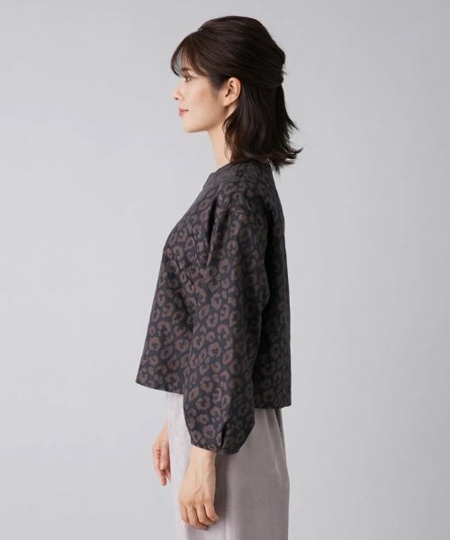 Leilian / レリアン テーラードジャケット | レオパード柄ジャカードジップジャケット | 詳細5