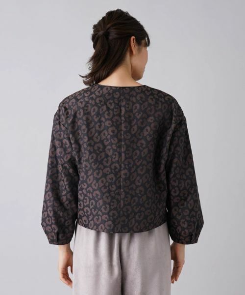 Leilian / レリアン テーラードジャケット | レオパード柄ジャカードジップジャケット | 詳細6