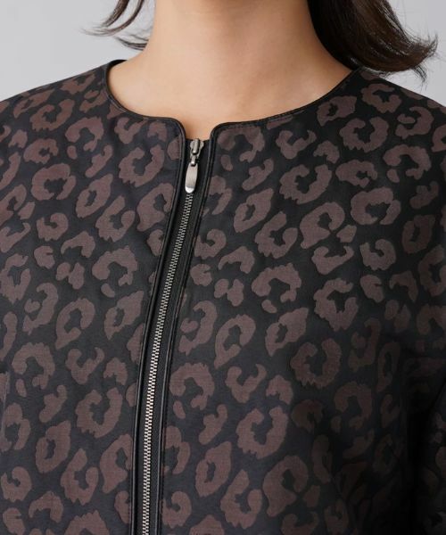 Leilian / レリアン テーラードジャケット | レオパード柄ジャカードジップジャケット | 詳細7