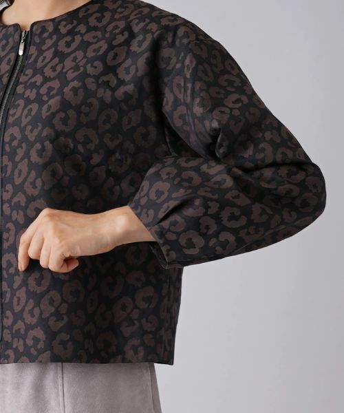 Leilian / レリアン テーラードジャケット | レオパード柄ジャカードジップジャケット | 詳細9