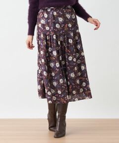 Leilian / レリアン ミニ・ひざ丈スカート | フラワープリントティアードスカート【Leilian The Week】