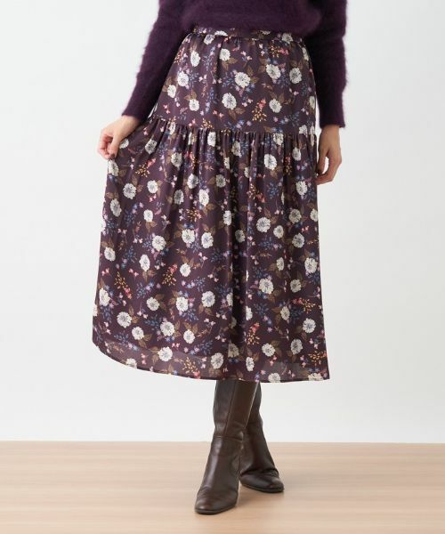 Leilian / レリアン ミニ・ひざ丈スカート | フラワープリントティアードスカート【Leilian The Week】 | 詳細2