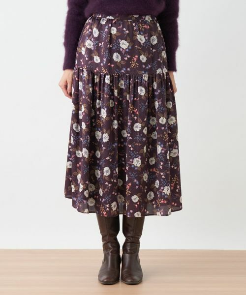 Leilian / レリアン ミニ・ひざ丈スカート | フラワープリントティアードスカート【Leilian The Week】 | 詳細3