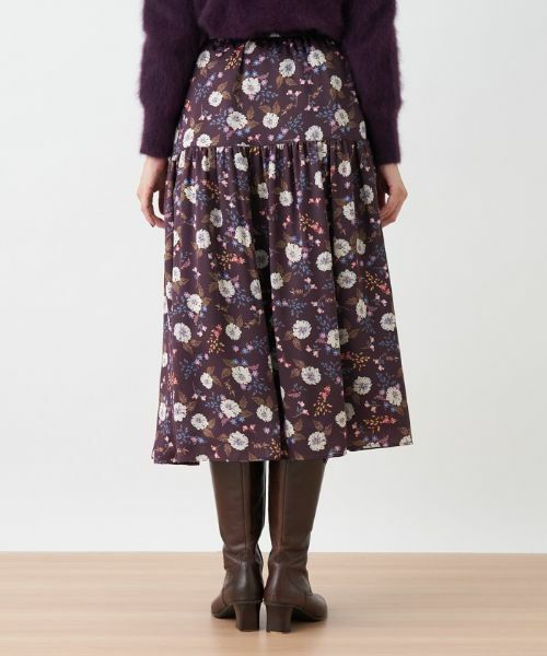 Leilian / レリアン ミニ・ひざ丈スカート | フラワープリントティアードスカート【Leilian The Week】 | 詳細4