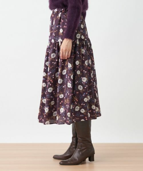 Leilian / レリアン ミニ・ひざ丈スカート | フラワープリントティアードスカート【Leilian The Week】 | 詳細5