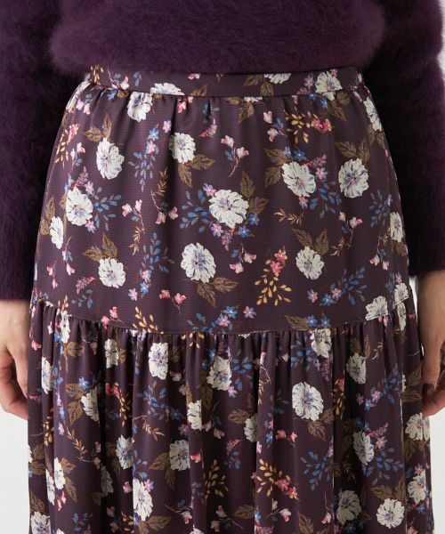 Leilian / レリアン ミニ・ひざ丈スカート | フラワープリントティアードスカート【Leilian The Week】 | 詳細6