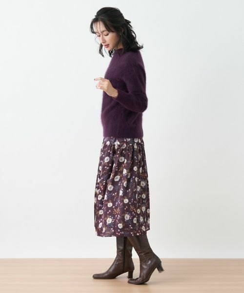 Leilian / レリアン ミニ・ひざ丈スカート | フラワープリントティアードスカート【Leilian The Week】 | 詳細9