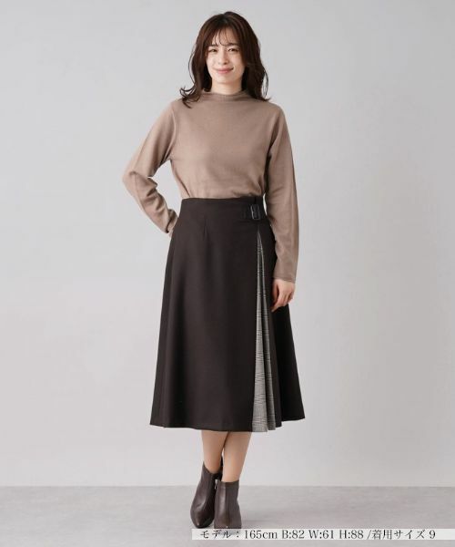 Leilian / レリアン ミニ・ひざ丈スカート | グレンチェック切替フレアスカート【Leilian WHITE LABEL】 | 詳細1