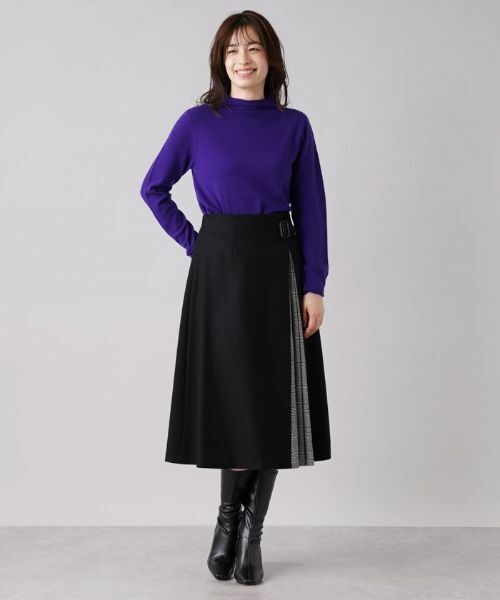 Leilian / レリアン ミニ・ひざ丈スカート | グレンチェック切替フレアスカート【Leilian WHITE LABEL】 | 詳細11