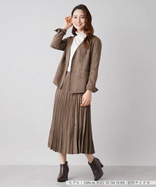 Leilian / レリアン テーラードジャケット | スエード調ノーカラージャケット | 詳細1