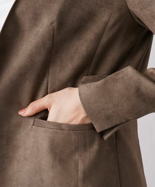 Leilian / レリアン テーラードジャケット | スエード調ノーカラージャケット | 詳細10