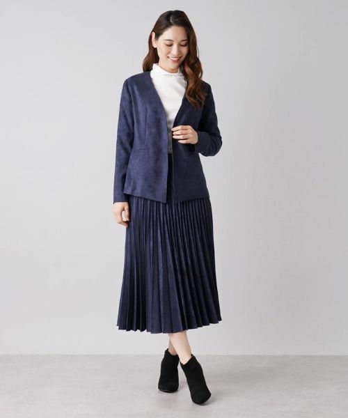 Leilian / レリアン テーラードジャケット | スエード調ノーカラージャケット | 詳細12