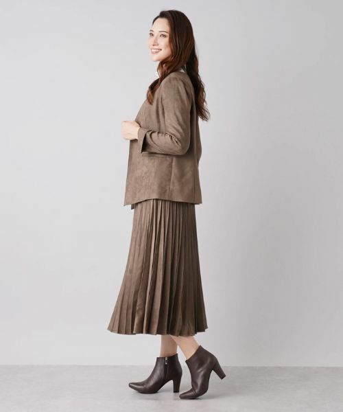 Leilian / レリアン テーラードジャケット | スエード調ノーカラージャケット | 詳細2