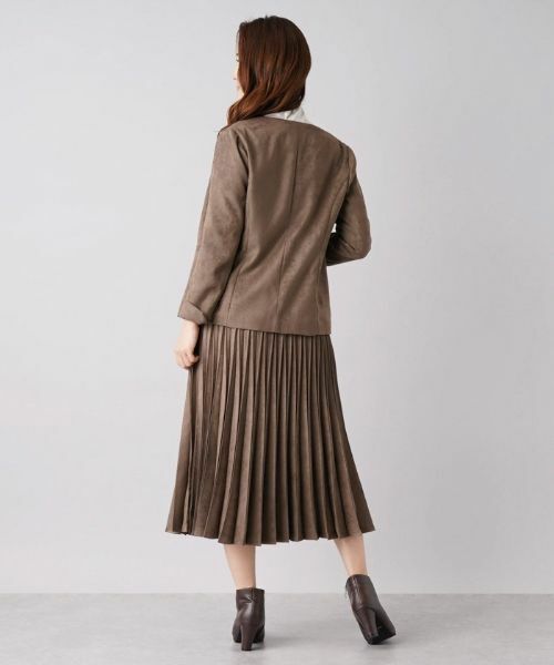 Leilian / レリアン テーラードジャケット | スエード調ノーカラージャケット | 詳細3