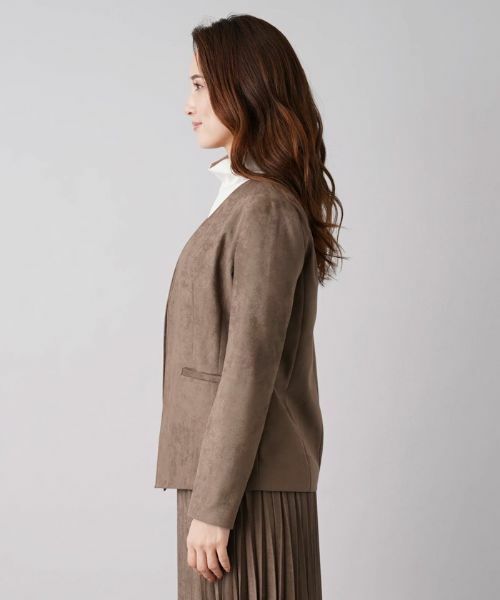 Leilian / レリアン テーラードジャケット | スエード調ノーカラージャケット | 詳細5
