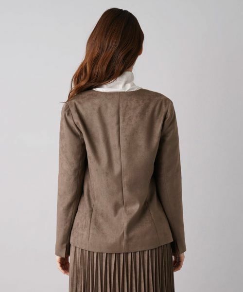 Leilian / レリアン テーラードジャケット | スエード調ノーカラージャケット | 詳細6