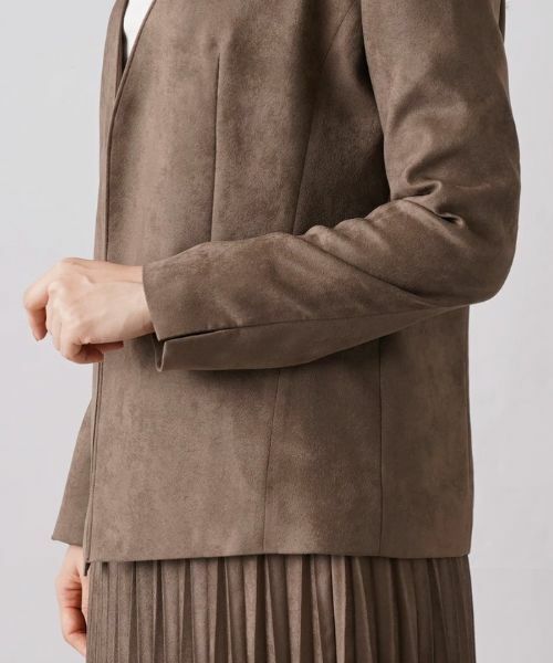 Leilian / レリアン テーラードジャケット | スエード調ノーカラージャケット | 詳細9