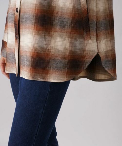 Leilian / レリアン シャツ・ブラウス | オンブレチェックオーバーシャツ | 詳細11