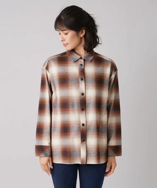 Leilian / レリアン シャツ・ブラウス | オンブレチェックオーバーシャツ | 詳細4