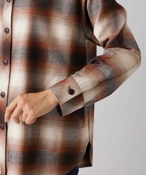 Leilian / レリアン シャツ・ブラウス | オンブレチェックオーバーシャツ | 詳細9