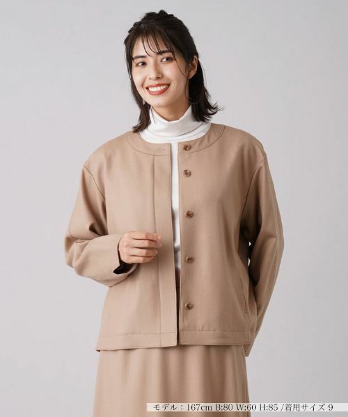 Leilian/レリアン 比翼ノーカラージャケット【my perfect wardrobe】 キャメル系 9(M)