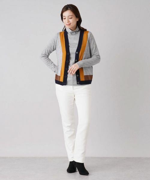 Leilian / レリアン カーディガン・ボレロ | 配色Vネックニットカーディガン | 詳細11