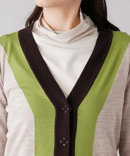 Leilian / レリアン カーディガン・ボレロ | 配色Vネックニットカーディガン | 詳細7
